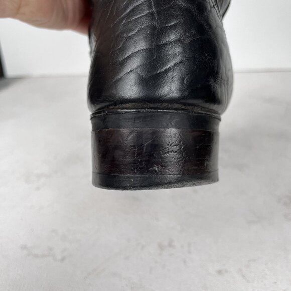 J Chisholm Bullhide Leather Black Cowboy Boots Western Mens 8 D Vintage - Picture 5 of 12